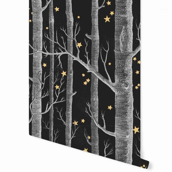 

wallpapers woods and stars wllpaper, black tree with wallpaper mural powall 3d papeete cuts scandinavian style flc460011