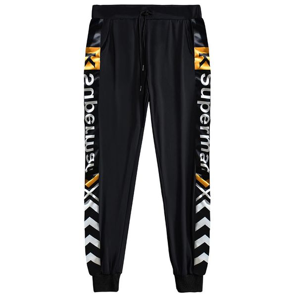 

fat men's plus size stretch ice silk loose feet casual sports pants, Black