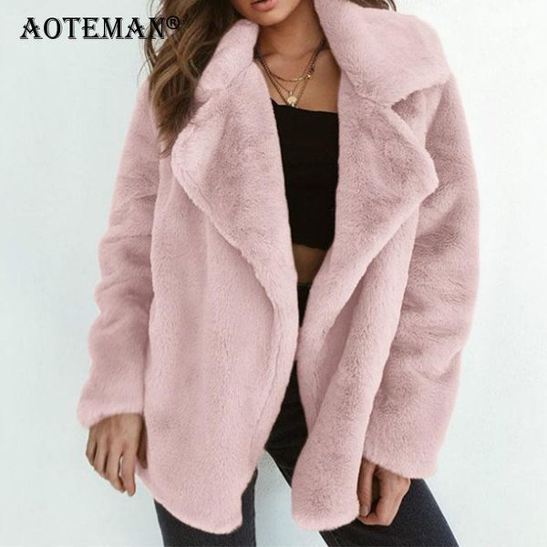 

women faux fur coats female winter jackets windbreaker outwears vintage warm casual autumn jacket fashion women clothing ll2191, Black