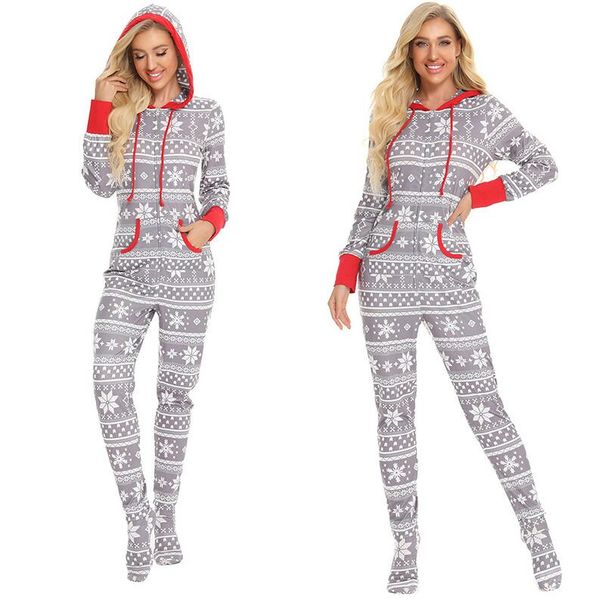 

christmas family pajamas jumpsuit long sleeve bodysuit rompers snowflake jumpsuit outfit one piece pants romper homewear onesies cz111601, Blue