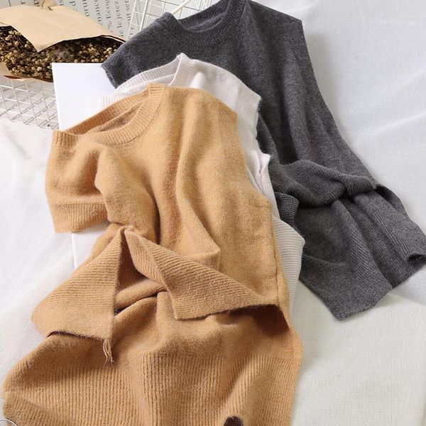 

2019 new fashion women's vintage knit vest sweaters1, Black;white