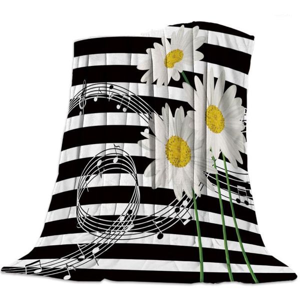 

blankets soft warm coral fleece blanket chrysanthemum music note black and white art winter sheet bedspread sofa throw flannel blankets1