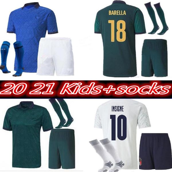 

new 20 21 italy soccer jerseys insigne immobile youth 2020 2021 de rossi third renaissance belotti totti boys football kids kits shirt, Black