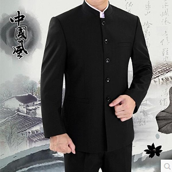 

youth school wear mens chinese tunic suit vintage suits men's clothing stand collar black chinese collar suit + pant 2xl, White;black