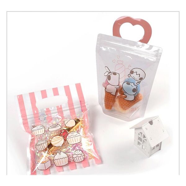 

20pcs clear plastic zip lock bag for cookie small candy bag with handle zipper bag party favor gift f wmtcaf