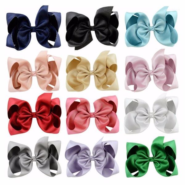 

hair accessories 12pcs/lot beauty colorful 6 inch grosgrain ribbon bows with clip boutique bow hairpins ornaments 8151, Slivery;white