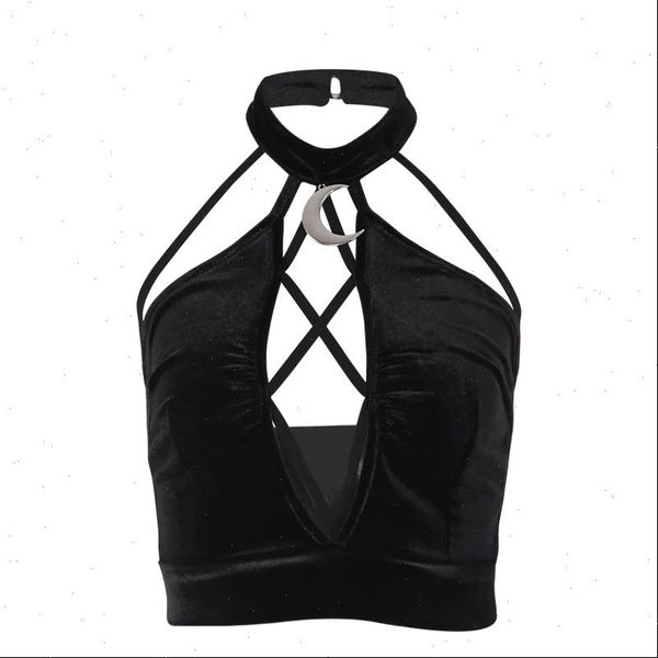 

aesthetic solid hollow out halter crisscross harajuku gothic backless summer 2021 vintage sleeveless female, White