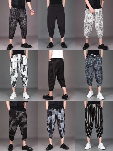 

2021 New Popular Loose-fitting Small Feet Harun Seven Minutes Manly Will Fashion Casual Ice Eight Pants 9GUK, Black