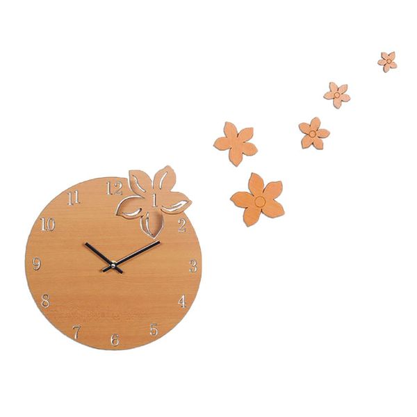 

творческий цветок деревянные круглые настенные часы скандинавский стиль молчаливый mdf деревянный висит кварцевые часы дома декор современны