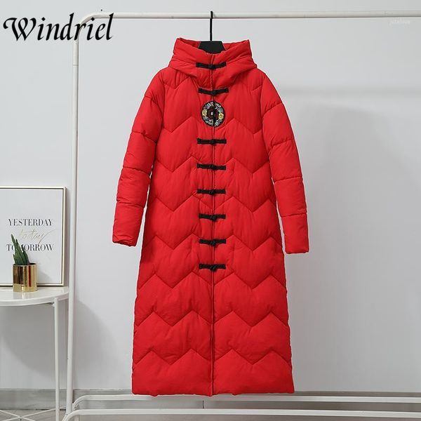 

women's winter jacket hooded warm wadded coat fashion high street thicken warm parkas ladies solid winter coat female windriel1, Black