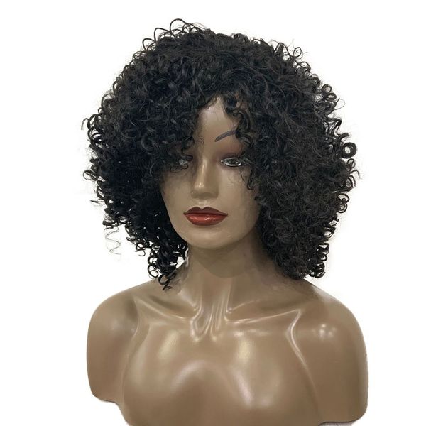 

14'short black curly wig heat-resistant hair wigs for woman hair styling tools w10467