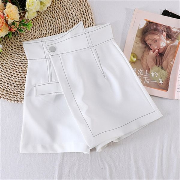 

2021 new a-line summer high waist irregular all-match slimming new short female small exposed skirt pants vofu, Black;white