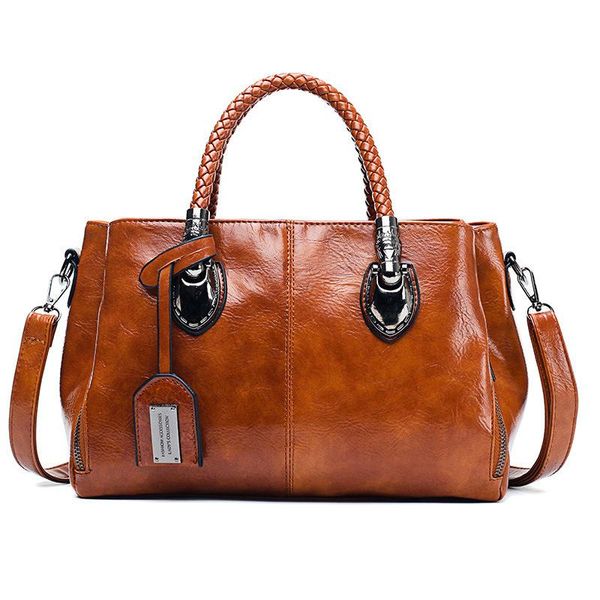 

oil wax leather bag boston women's bag shoulder women large-capacity soft leather big women 2021 new luxury handbags