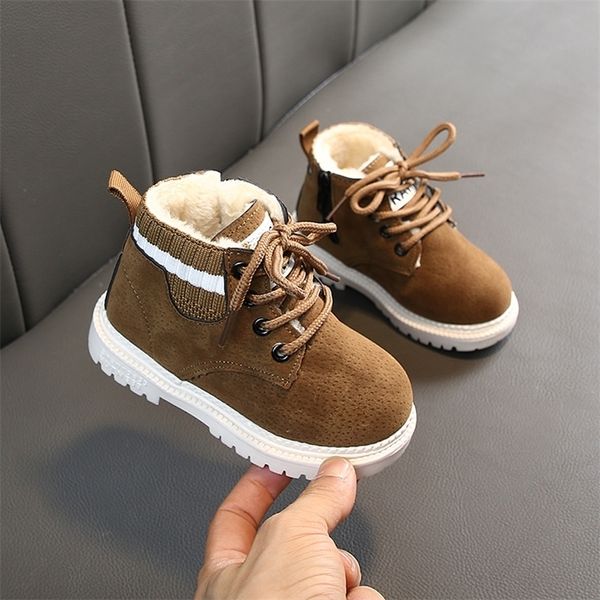 

new baby autumn winter shoes children fashion boots for boys girls baby kids warm boots baby boy shoes with fur size 21-30 lj201202, Black;grey