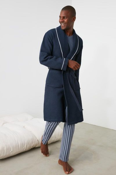 

men robe negligee bathrobe soft cotton gentlemen gray blue ing, Black;brown