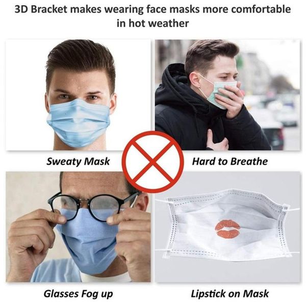 

breathable holders selling valve 3d mouth support lipstick protection face mask bracket food grade silicone high qu