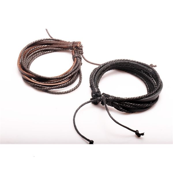 

monochrome woven pure hand-painted leather 1pc bracelets women and men bracelet with braided rope pk043
