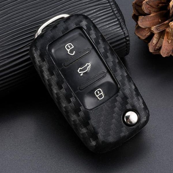 

carbon fiber silicone car key cover case shell fob for vw golf bora jetta polo passat for skoda octavia a5 fabia h wmtghd