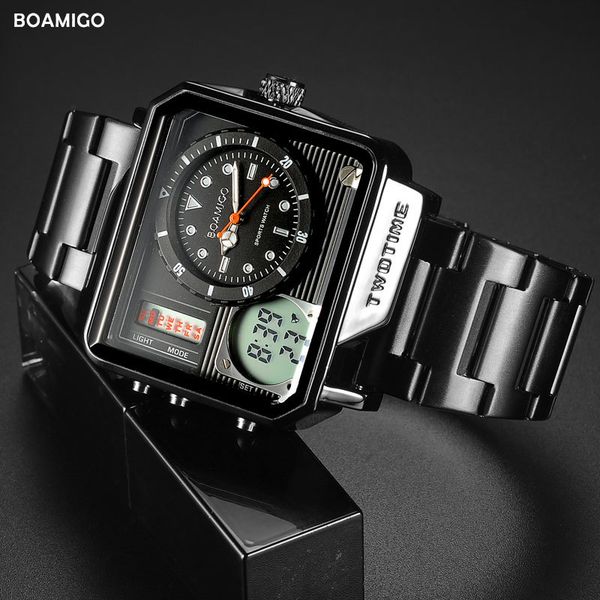 

new fashion boamigo brand luxury men's watch 30m waterproof auto date clock male watches men digital casual wristwatch 201130, Slivery;brown