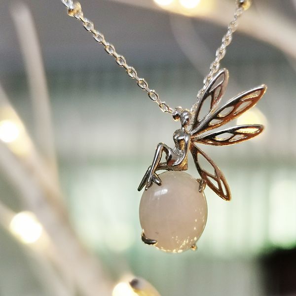 

burmese jade fairy pendant (925 silver necklace