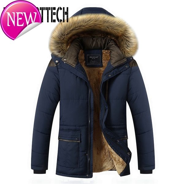 

m-5xl fur collar hooded men coat winter jacket 2019 new fashion warm wool liner man jacket and coat windproof male parkas casaco, Black