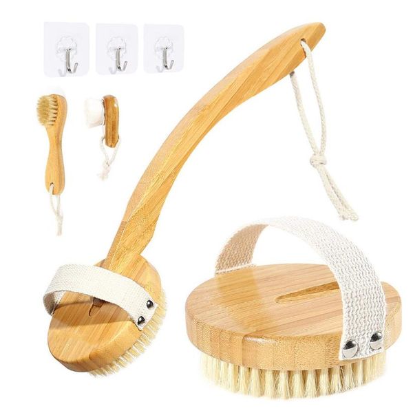 

6 piece sethealth spa body massage bath brush natural bristle dry brush exfoliating promote blood circulation massage brush jllqdr
