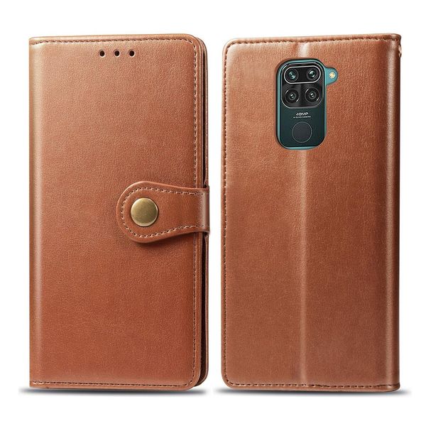 

for xiaomi redmi 10x 4gredmi note 9 retro solid color leather buckle phone case with lanyard p frame card slot wallet stand functio