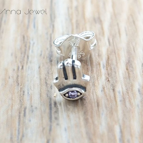 Серия Pandora Me Series Hamsa Hand Single Stud Serging Jewelry 925 Серебряные серебряные женщины злой пандора с логотипом Ale Bangle Gift 298548C01