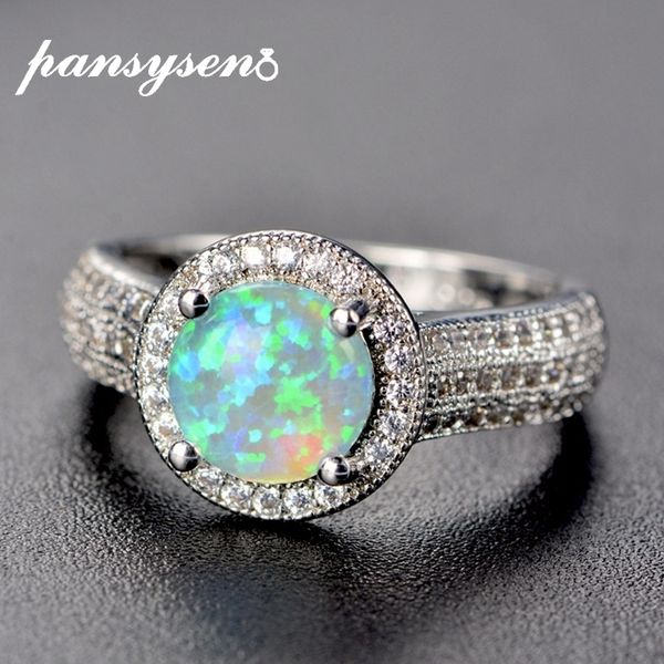

pansysen genuine fire mystic opal ring 925 sterling silver jewelry rings for women wedding brand jewelry wholesale y200321, Slivery;golden