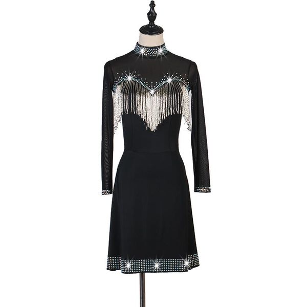 

латинское танцевальное платье леди младшие латинские танцевальные костюмы женщины сальса танцевальная одежда костюм платья бальное соревнова, Black;red