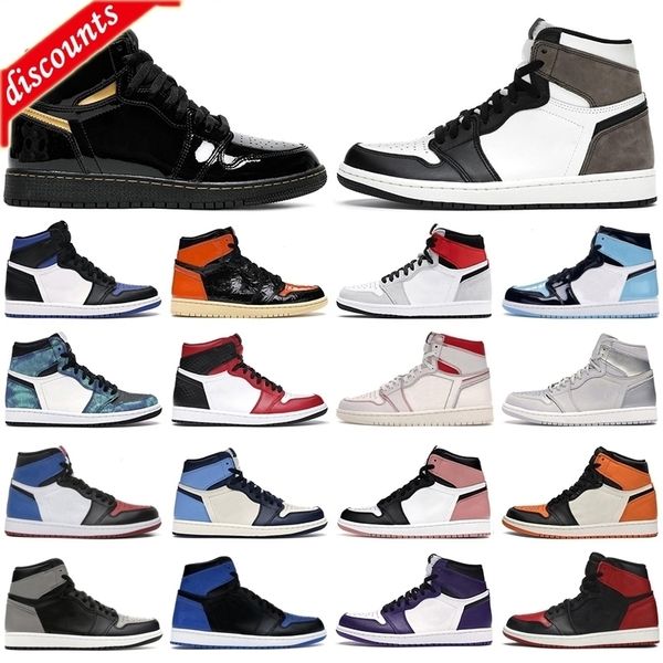 

men basketball shoes 1s high og jumpman 1 black metallic gold dark mocha lucky green light smoke grey mens women trainers sneakers