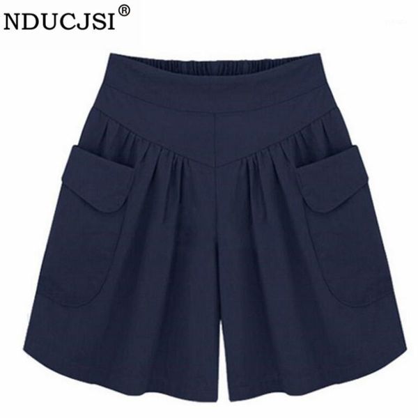 

nducjsi casual shorts women summer elastic waist short pants loose black navy soft cotton femme street 4xl plus size shorts 5xl1, White;black