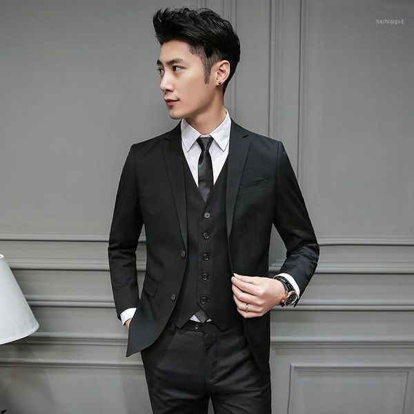 

fall black mens formal suit 3-piece high-quality suit blazer with vest and pants wedding party tuxedo1, White;black