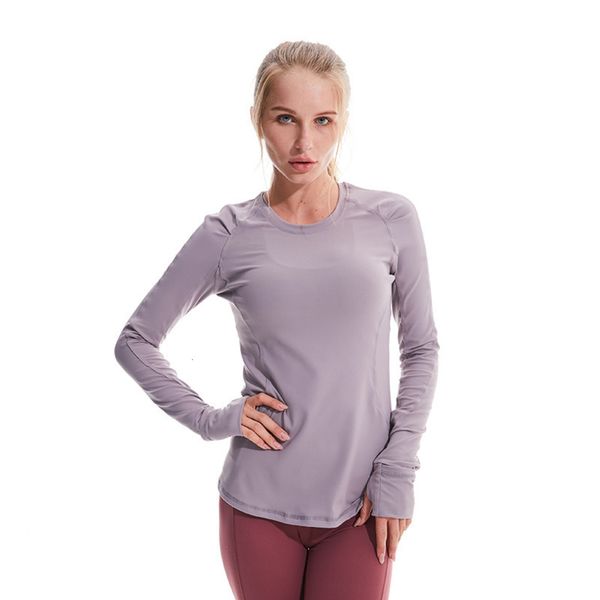 

long autumn winter yoga sleeve suit t-shirt women's high elastic tights with thumb hole, Black;gray