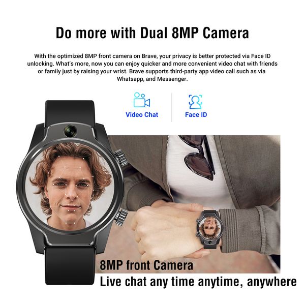 

ip68 smart 8mp watch gps android 32gb 2 latest face phone camera wifi smartwatch men clock waterproof id 3gb 2020 kxrxj, Slivery;brown