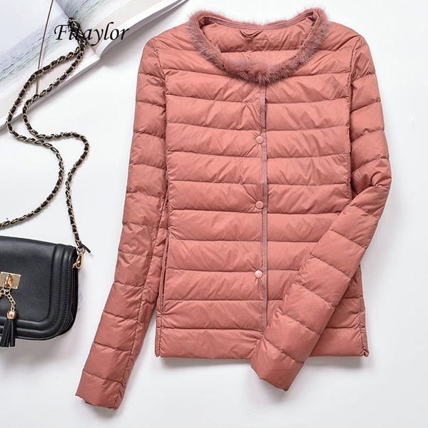 

fitaylor women ultra light white duck down jacket winter warm slim short coat female plus size 4xl single breasted down parkas1, Black