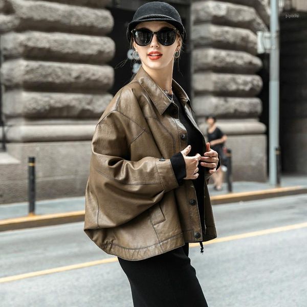 

leather genuine real sheepskin jacket women clothes 2020 new spring autumn windbreaker sm1891 yy24191, Black