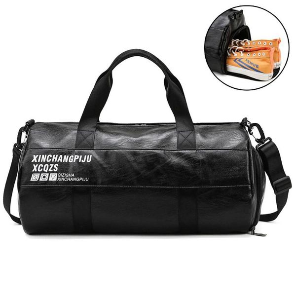 

men gym bag leather sports bags dry wet separation bag training for shoes fitness yoga travel luggage shoulder sac de sport