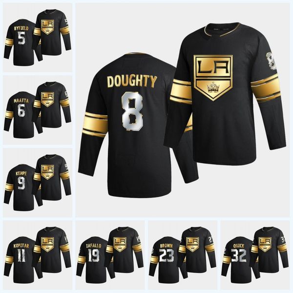 

2020-21 golden edition drew doughty hockey jersey los angeles kings anze kopitar dustin brown jonathan quick jeff carter cal petersen, Black;red
