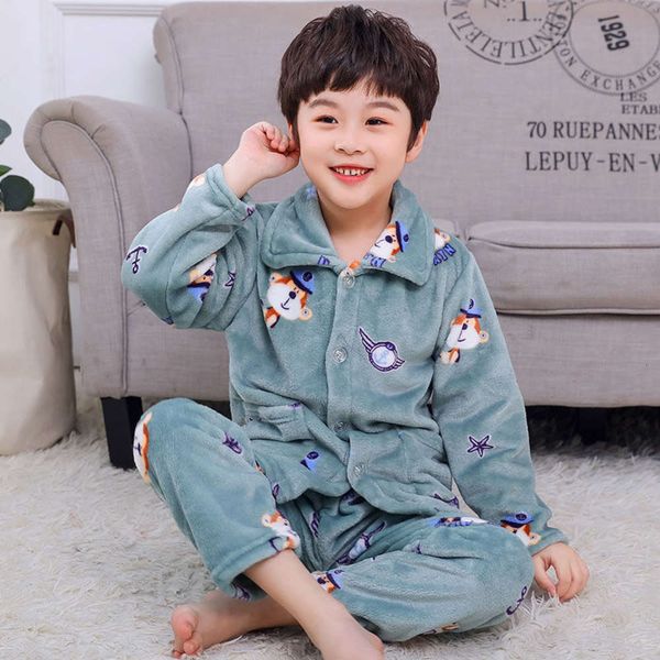 

children's flannel pajamas in autumn and winter, Blue;red