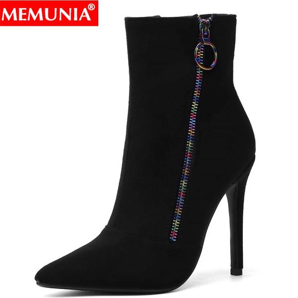 

boots memunia plus size 34-43 women pointed toe stiletto high heels ankle ladies fashion black wedding shoe