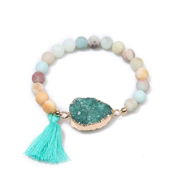 

boho 2020 fashion woman bracelet pendant alloy connectors natural stone charm friendship bracelet for women wife gi, Black