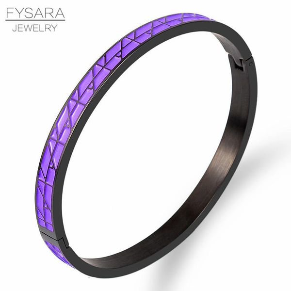 

fysara multi color resin geometric bracelets bangles stainless steel enamel cuff bangle gold bangles for women men jewelry sqcalx, Black