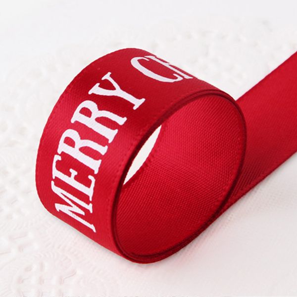 Frohe Weihnachten-Buchstaben, rotes Band, 20 mm breit, glitzernde Stoffbänder, Geschenkbox, festliche Heimdekoration, kostenloses Drop-Ship