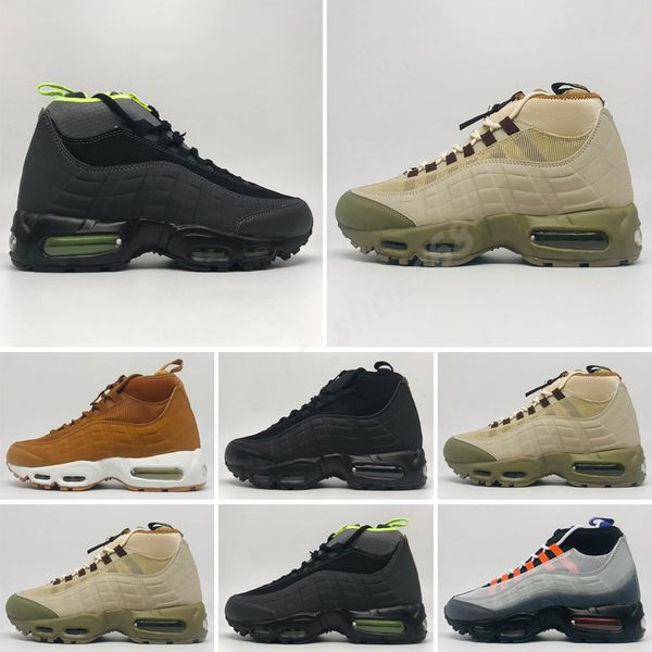 

2021 new fashion cushion boots black green brown men's 95 ankle boots hight 95s waterproof work boots men shoes t1, White;red