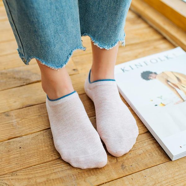 

boat socks women's cotton shallow socks college korean spring and summer thin socks colorful edge solid color anti-slip jlliyc, Black