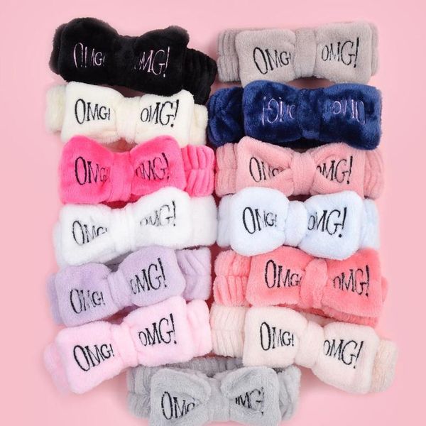 

2020 новый omg письмо coral fleece мойка лицо бантики приколы для женщин девушки оголовки головные устройства гублы волос дробные волосы tur, Silver