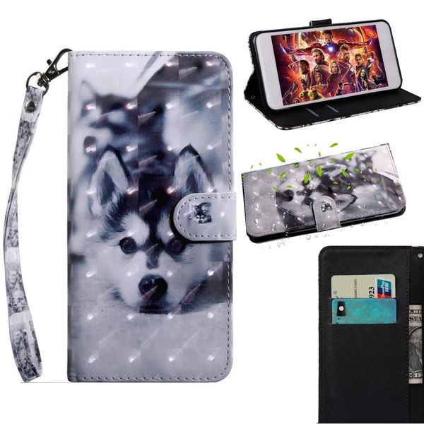 

3d painting pattern coloured drawing horizontal flip tpu pu leather case with holder card slots wallet for galaxy s10