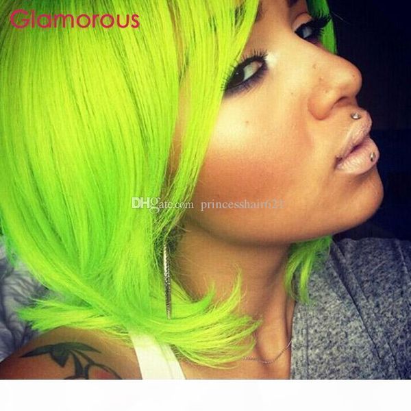 

bob lace front human hair wigs with baby hair brazilian remy hair green straight short bob wig for women, Black;brown