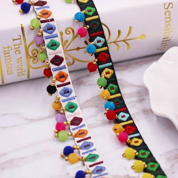 

1yards lot pompom fringe trim fabric tassels fringe lace trimmings with pompom for curtains decoration diy sewing accessories h jllemd